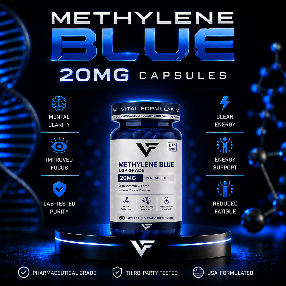 Methylene Blue 20mg Capsules | Made in USA