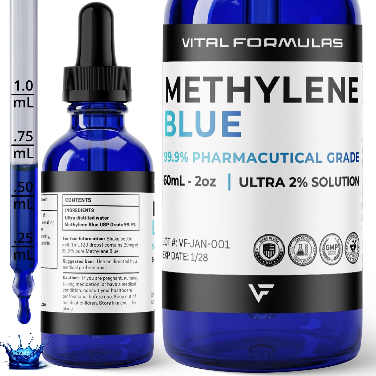 Methylene Blue Ultra 2% Solution | 60mL 2oz bottle