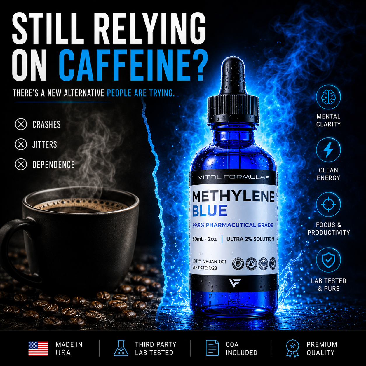 Methylene Blue Ultra 2% Solution | 60mL 2oz bottle
